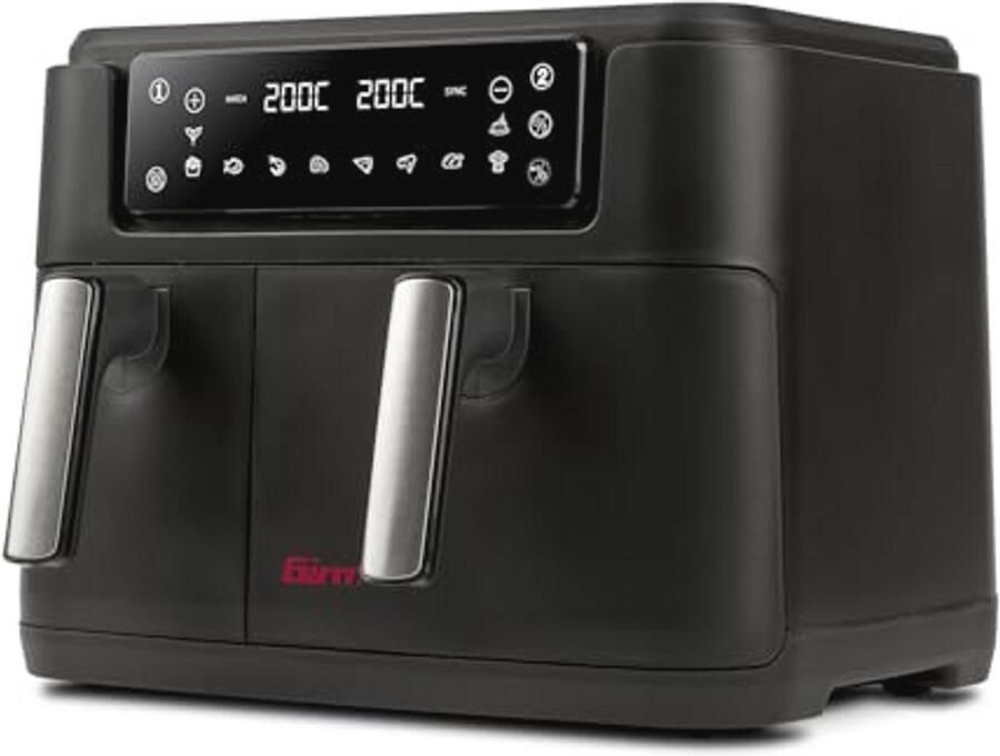 Ecofrit luchtfriteuse met digitale besturing 2400 W 9 liter Twee kookzones antiaanbaklaag receptenboek