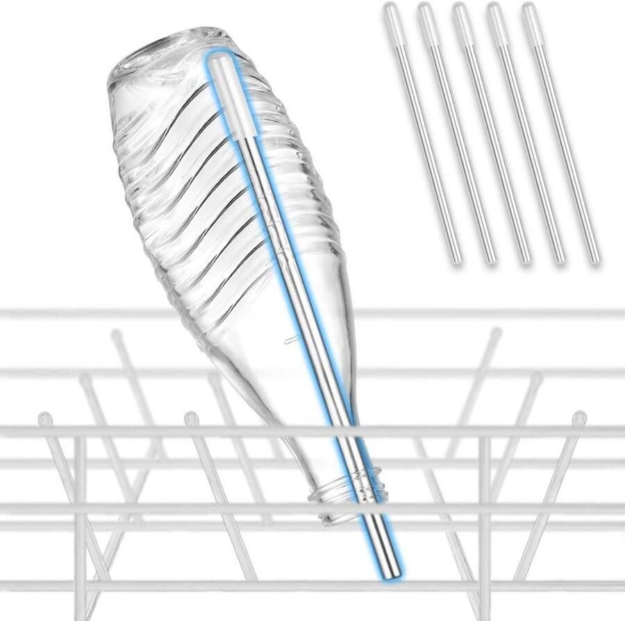 Ecooe set van 5 flessenhouders voor vaatwasser serviesmand vaatwasser inzet voor SodaStream Crystal en Duo flessenhouder met verlengde siliconen dop 26 7 cm