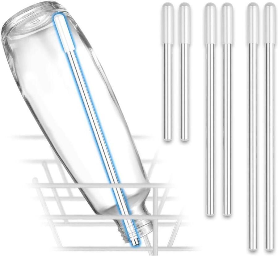 Ecooe Set van 6 Vaatwasserinzetstukken voor SodaStream flessen universele flessenhouder met verlengde siliconen dop voor tarweglazen champagneglazen bierglazen. 3 lengtes (26 7 cm 23 cm 15 cm) - Foto 1