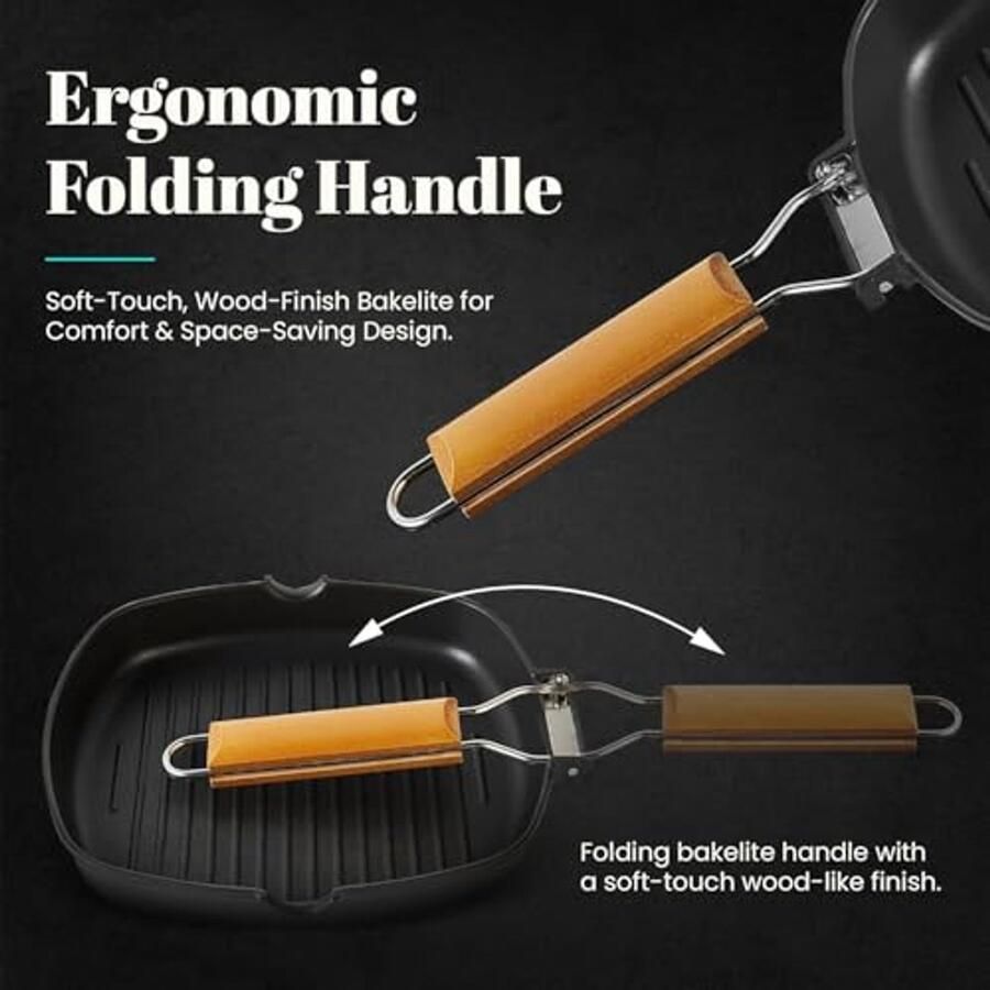 Ecostone Grillpan 24 x 24 cm Inductie Antiaanbaklaag Milieuvriendelijk en PFOA-vrij