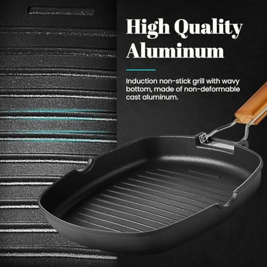 Ecostone Grillpan 24 x 24 cm Inductie Antiaanbaklaag Milieuvriendelijk en PFOA-vrij - Foto 2