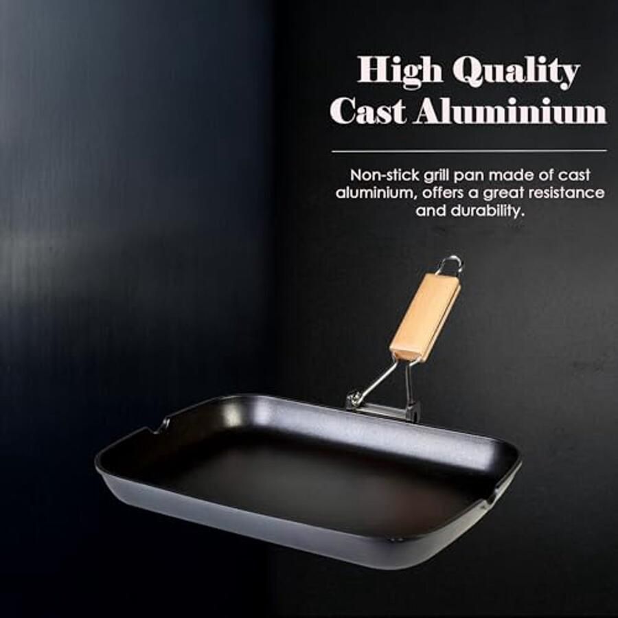 Ecostone Inductiegrill 34 x 24 cm Milieuvriendelijk en Antiaanbaklaag Geschikt voor Inductie en Alle Warmtebronnen - Foto 2