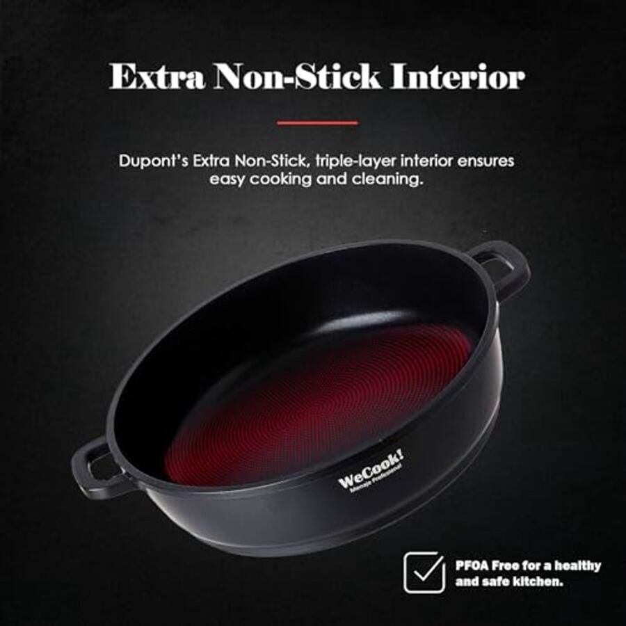 Ecostone Inductiepan 28 cm met Glasdeksel Milieuvriendelijk en PFOA-vrij Hoogwaardig Gietaluminium