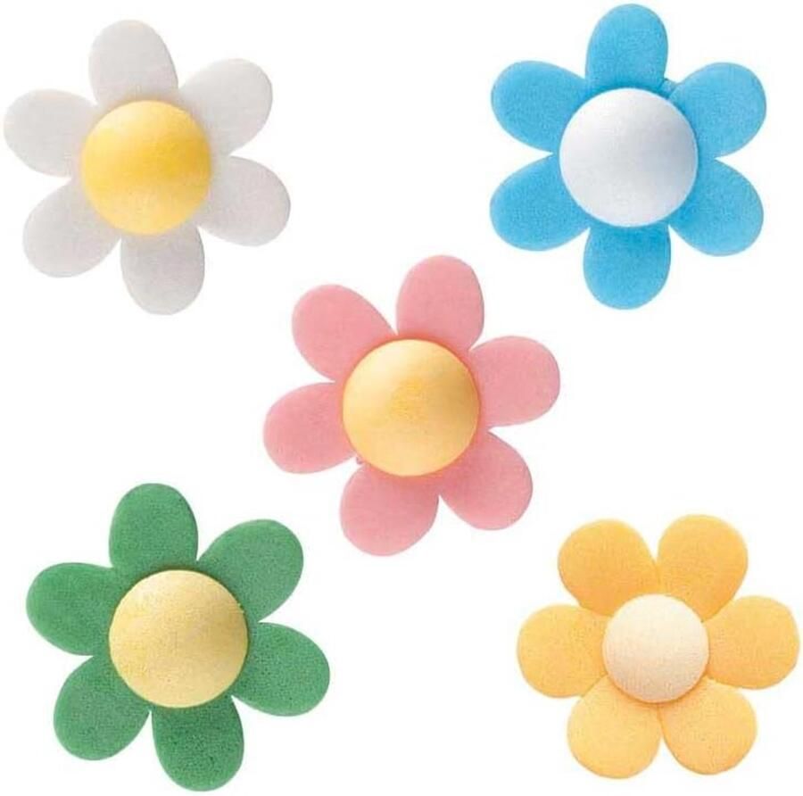 Eetbare bloemen van wafelpapier 4 cm eetbare taartdecoratie in 5 kleuren decoratie voor bruiloftstaarten verjaardagstaarten en cupcakes glutenvrij en lactosevrij grote verpakking