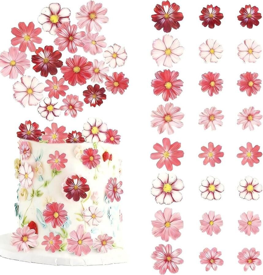 Eetbare bloemen voor cupcakes en taarten 72 kleurrijke wafels van papier ideale decoratie voor verjaardagen bruiloften en feestdagen