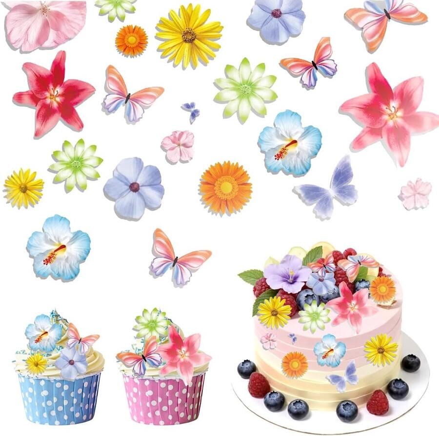 Eetbare bloemen voor taartdecoratie eetbare bloemen voor taarten taartdecoratie vlinder kersenbloesems esspapier bloemen taartdecoratie verjaardag voor eetbare cupcake topper taartdecoratie