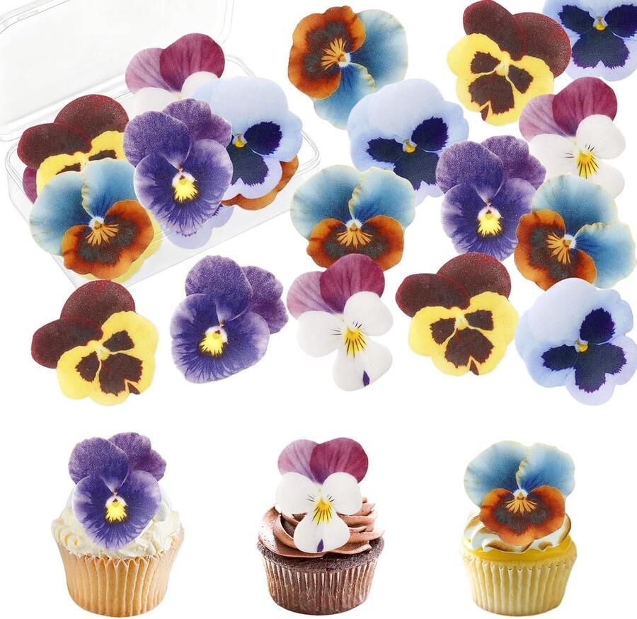 Eetbare bloemen voor taarten 50 stuks taartdecoraties eetbare bloemen taartdecoratie cupcaketoppers voor fondant muffins verjaardag