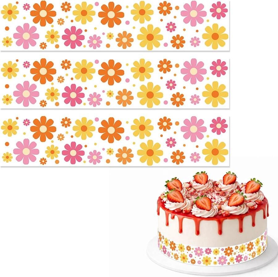 Eetbare Boho Taartranden 28x6 2cm Voorgesneden Eetbare Rijstpapier Taartdecoraties Boho Verjaardagstaarten Zijversiering voor Hippiefeestjes