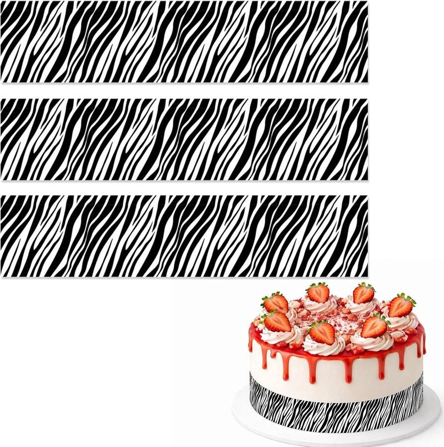 Eetbare Cakerand 28x6 2cm Voorgesneden Rijstpapier Afbeelding Zebra Cakerand Stroken voor Dier Thema Verjaardagsfeest Decoratie