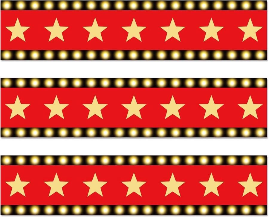 Eetbare Cakerandstrips 28x6 2cm Voorgesneden Filmavond-Rode-Loperprint van Kleefrijstpapier Cakeranden voor Verjaardagsfeestdecoratie