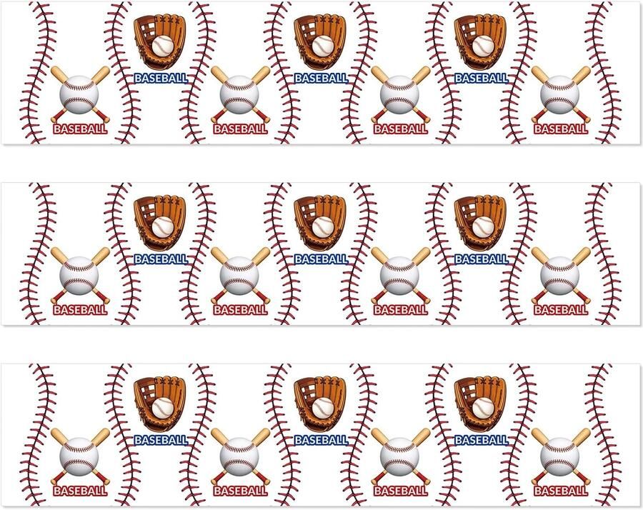 Eetbare Cakrand Stroken 28x6 2cm Voorgesneden Kleefrijstpapier Honkbalhandschoen Print Cake Strips voor Verjaardagsfeest Sport Viering Decoraties