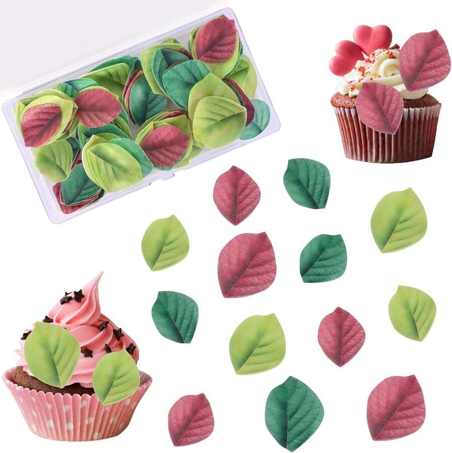 Eetbare cupcake-decoraties jungle groene bladeren wafelpapier voor verjaardag bruiloft (meerkleurig)