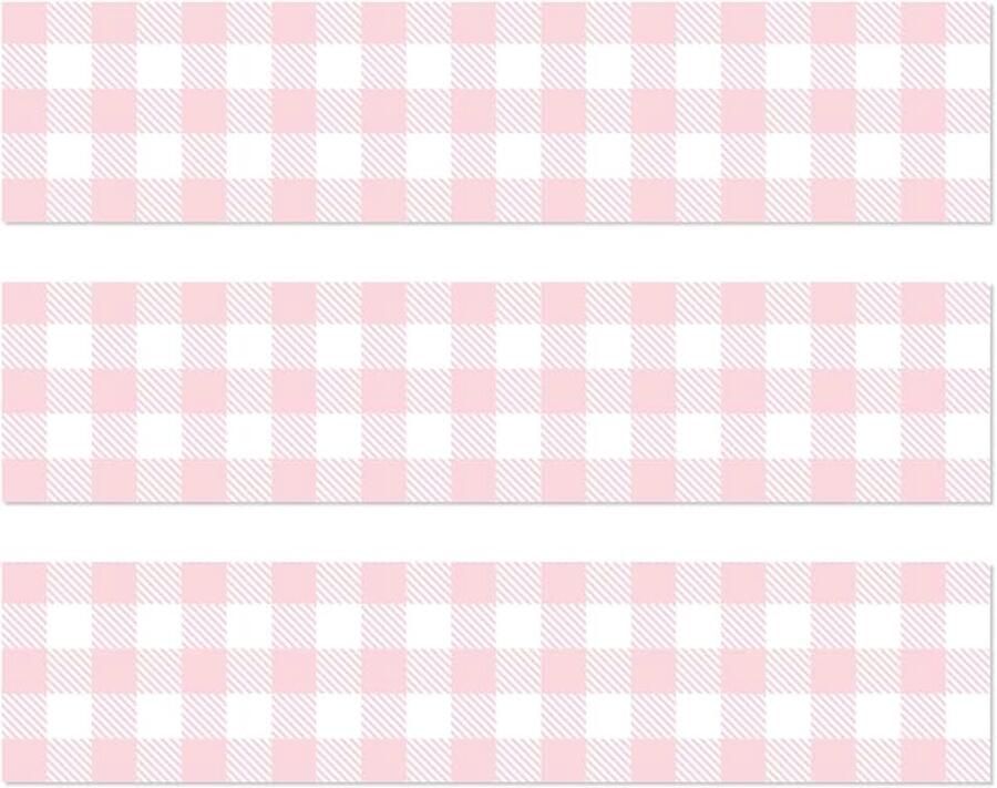 Eetbare Geruite Taartrand 28x6 2 cm Roze Geruite Taartomslag Voorgesneden Eetbare Dessertstrips Decoratie voor Verjaardagsfeest