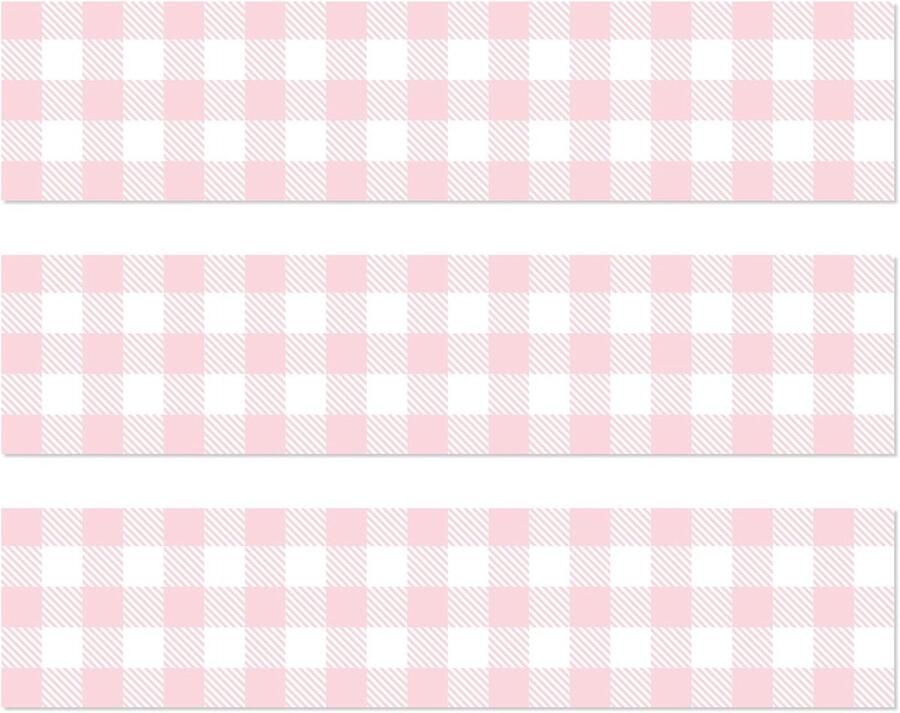 Eetbare Geruite Taartrand 28x6 2 cm Roze Geruite Taartomslag Voorgesneden Eetbare Dessertstrips Decoratie voor Verjaardagsfeest