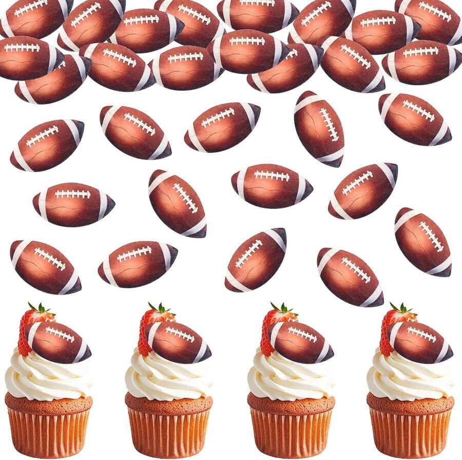 Eetbare rugbytaartdecoraties eetbare papieren rugbycupcaketoppers sportthemafeestdecoraties voor kinderfeestjes taartdecoraties