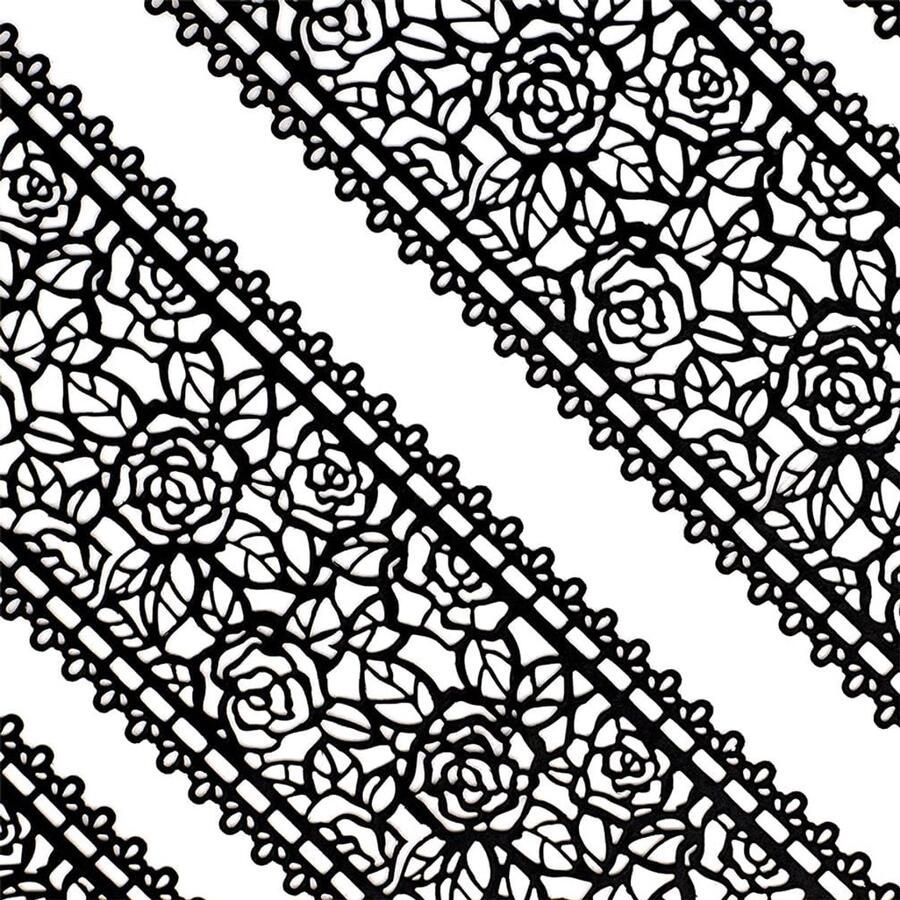 Eetbare taart kant rozenbloesem zwart 14-inch 10-delige set