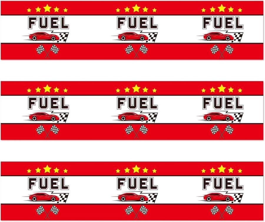 Eetbare Taartbanner met Racethema Eetbare Taartdecoratieve Strips met Racethema Benodigdheden voor Verjaardagsfeestjes (in Rood Fuel-Stijl)