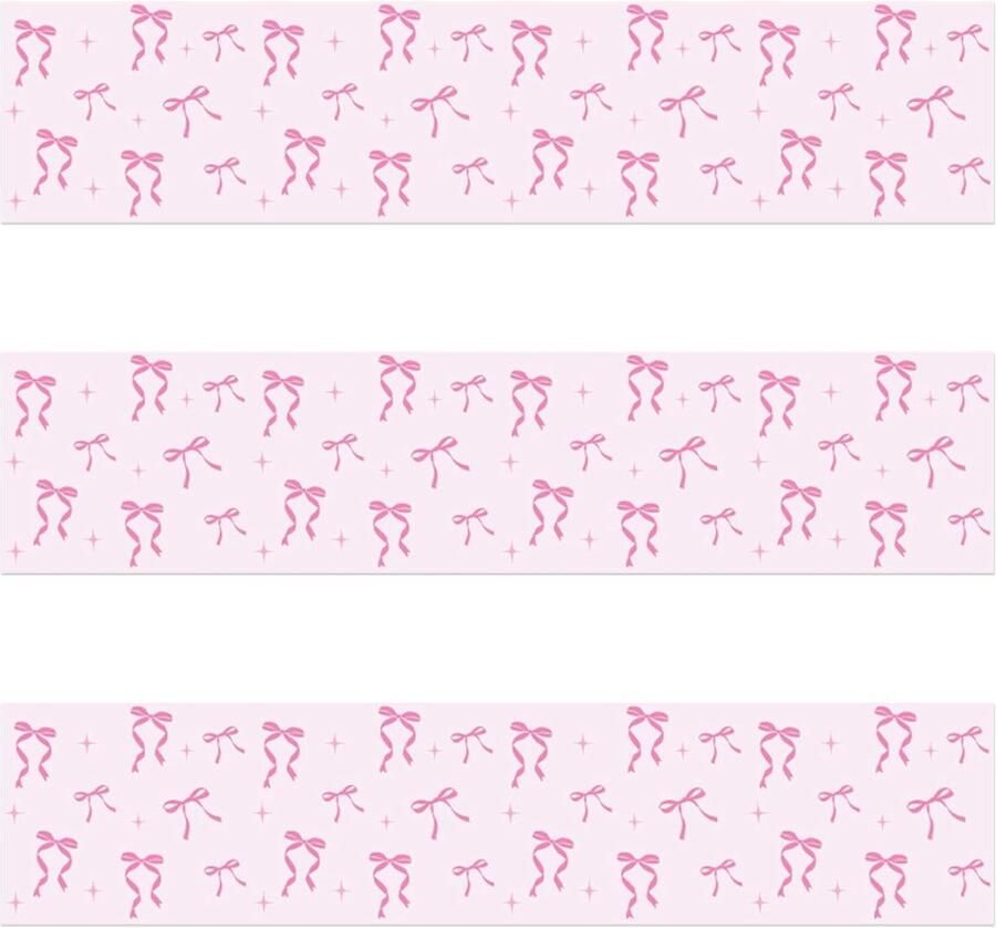 Eetbare Taartdecoratie 28x6 2cm Kleefrijstpapier Roze Strik Eetbare Taartrandstrips voor Thema-Verjaardagsfeestjes