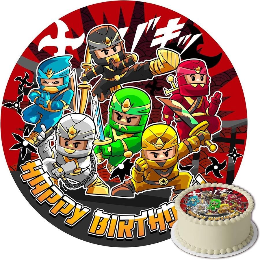 Eetbare Taartdecoratie Verjaardag Ninja Verjaardag Decoratie Eetbare Overlay Taart Decoratie Rond 20 cm Taartdecoratie Eetbaar Cake Birthday Decoration