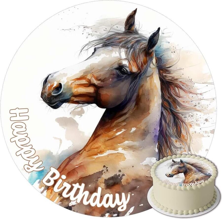 Eetbare Taartdecoratie Verjaardag Paard Verjaardag Decoratie Eetbare Overlay Taart Decoratie Rond 20 cm Taartdecoratie Eetbaar Cake Birthday Decoration