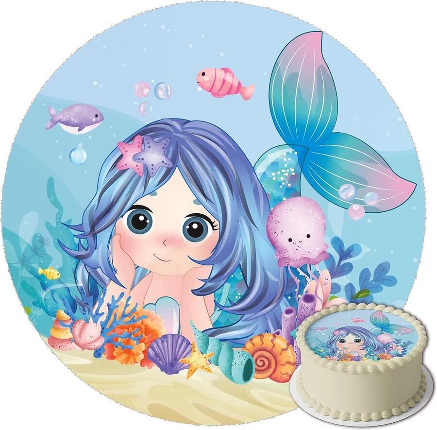 Eetbare Taartdecoratie Verjaardag Sirene Verjaardag Decoratie Eetbare Overlay Taart Decoratie Rond 20 cm Taartdecoratie Eetbaar Cake Birthday Decoration