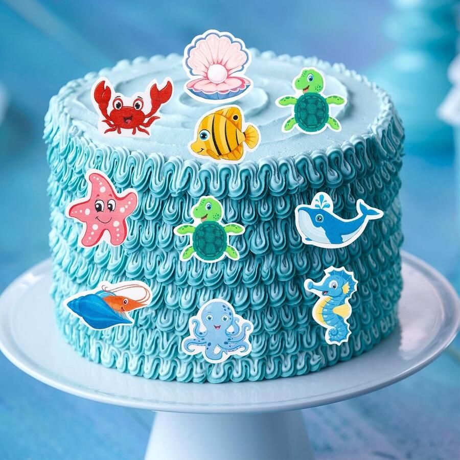 Eetbare taartdecoratie zeedieren taarttoppers eetbare zeedieren voor taarten oceaanthema's taartdecoratie verjaardag eetbaar zeedieren decoratie voor verjaardag