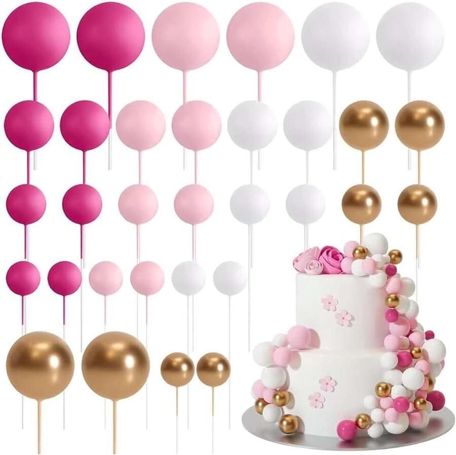 Eetbare taartdecoraties 32 taartdecoratieballen voor verjaardagsfeesten en bruiloften taartdecoratie-plugins