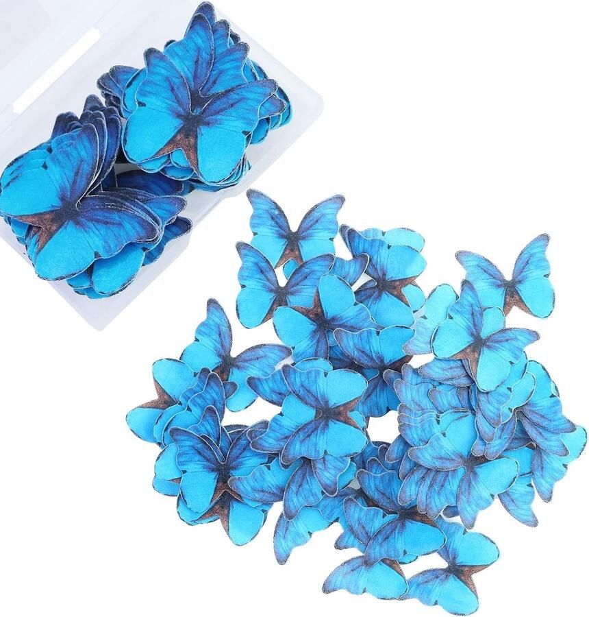 Eetbare taartdecoraties blauwe vlinder taartdecoratie 3D vlinders papier taartdecoratie voor geschenkverpakking doe-het-zelf kaarten