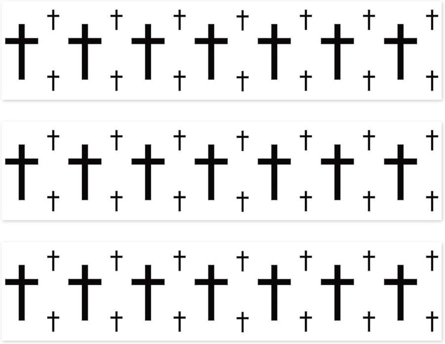Eetbare Taartrand 28x6 2cm Rijstpapier Voorgeknipte Taartstrips Kruis Print Decoraties voor Religieus Feest
