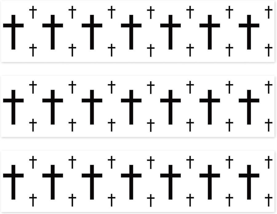 Eetbare Taartrand 28x6 2cm Rijstpapier Voorgeknipte Taartstrips Kruis Print Decoraties voor Religieus Feest