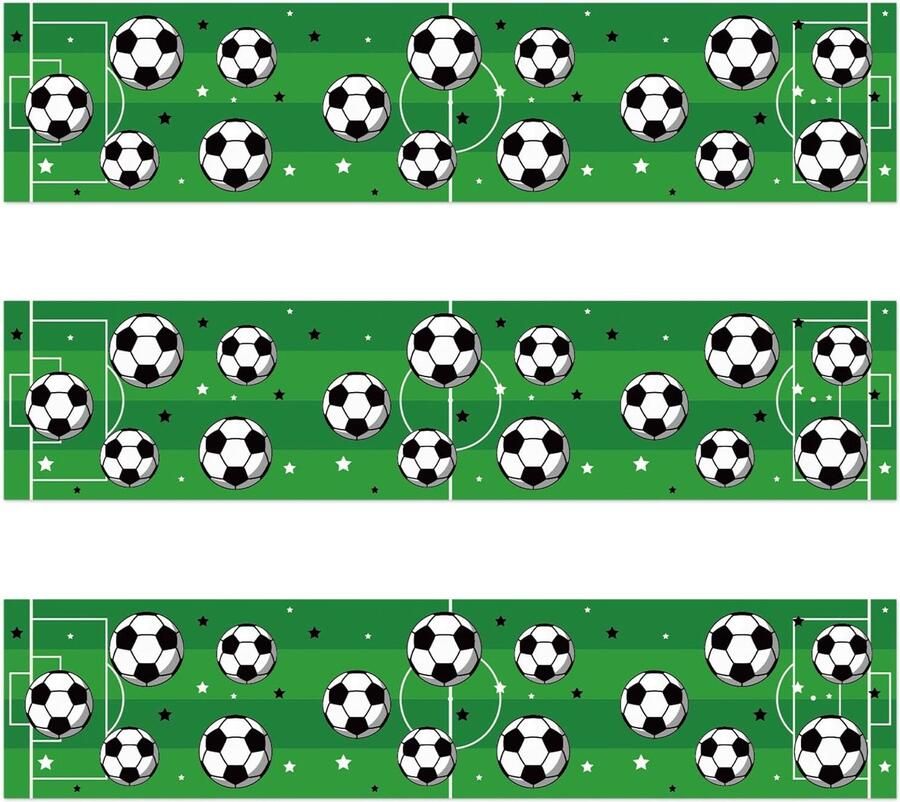 Eetbare Taartranddecoratie met Voetbalthema 28x6 2cm Voorgesneden Kleefrijstpapier Bedrukte Taartstrips met Voetbalgras voor Verjaardagsfeestjes en Sportevenementen