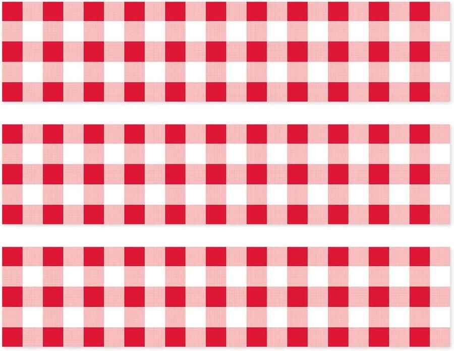 Eetbare Taartranden 28x6 2cm Rood-Wit Geblokte Taartranden Voorgesneden Eetbare Rijstpapierranden voor Feestjes
