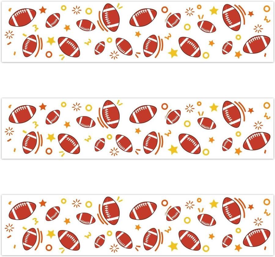 Eetbare Taartranden met Rugbyprint 28x6 2 cm Voorgesneden Kleefrijstpapier Taartdecoraties met Voetbalprint voor een Verjaardagstaart voor een Sportthema Verjaardagsfeestje
