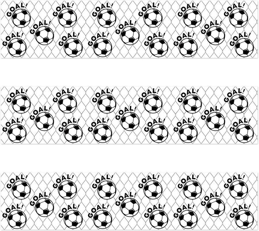 Eetbare Taartranden met Voetbalthema 28x6 2 cm Voetbal- en Netpatroon Voorgesneden Kleefrijstpapier Verjaardagstaartdecoratie voor Verjaardagsfeestjes en Sportevenementen