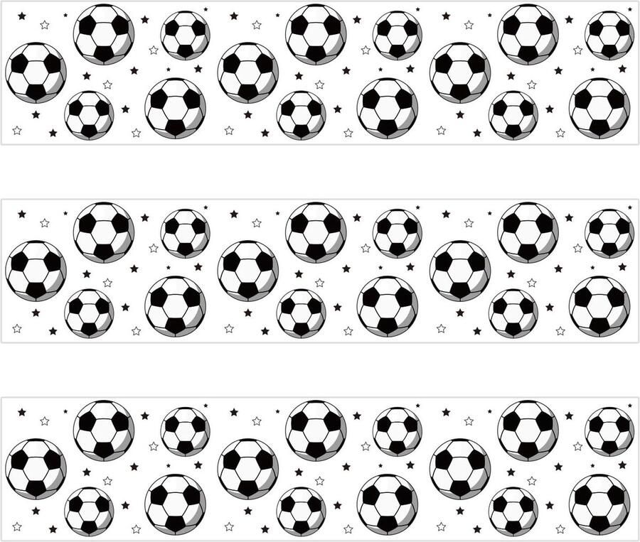 Eetbare Taartranden met Voetbalthema 28x6 2cm Kleefrijstpapier Voorgesneden Taartdecoratiestrips met Sterrenprint voor Verjaardagsfeest Voetbalthema