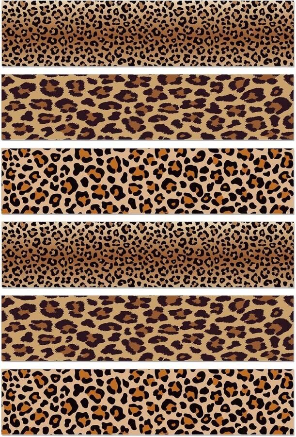 Eetbare Taartstrips met Cheetahprint 28x6 2cm Voorgesneden Kleefrijstpapier Taartrand met Luipaardprint voor Verjaardagsdecoraties