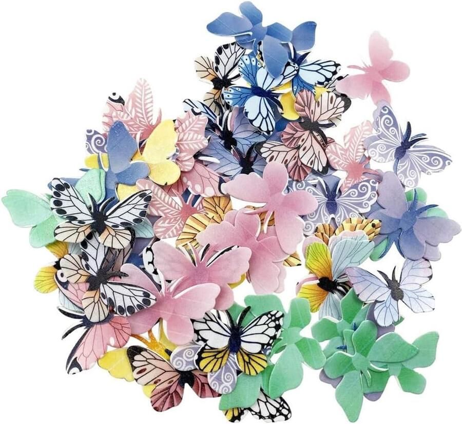 Eetbare vlinders voor taart vlinder-topper kleverig rijstpapier decoratief cake vlinder taartdecoratie