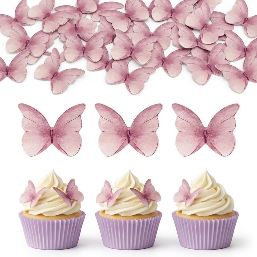 Eetbare vlindertaartdecoratie paarse vlinders voor cupcakes muffins en desserts ideaal voor verjaardag bruiloft babyshower en lente