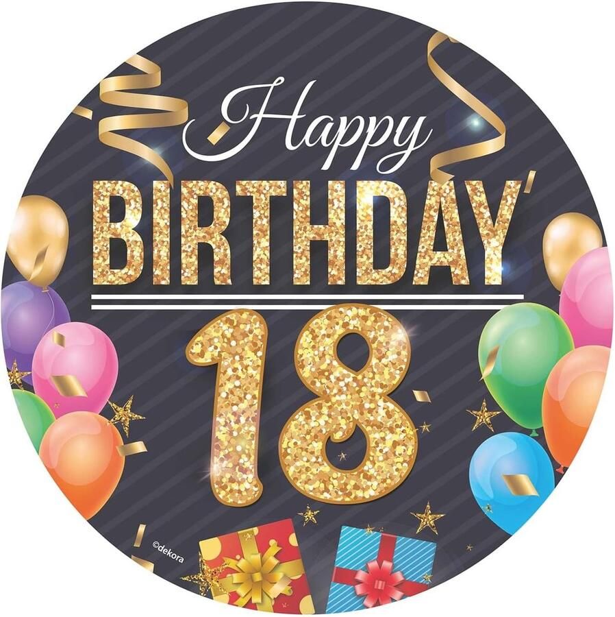 Eetbare Wafel Happy Birthday Decoratie Verjaardagstaart Ronde Taart Topper 20 CM