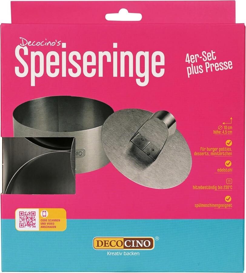 Eetringen set Dessertringen met pers Desserts vormen Roestvrij staal 4 stuks 10 cm Zilver