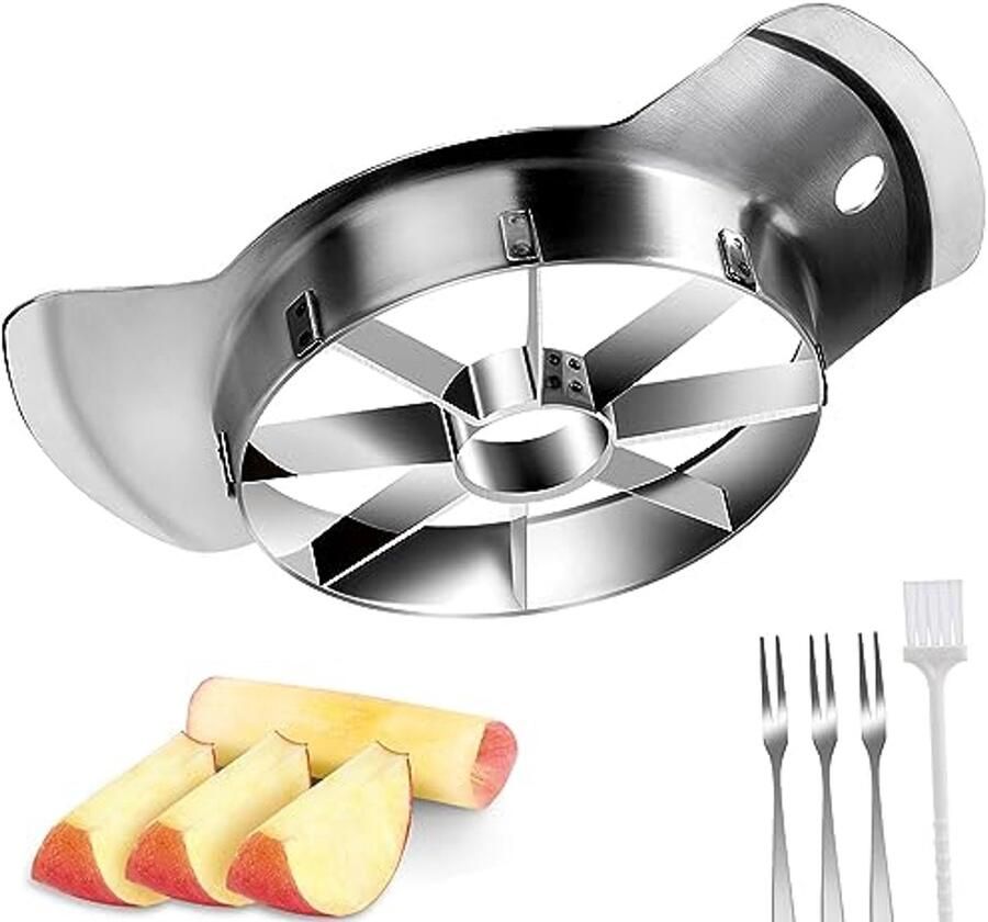 Efficiënte 3 5 inch appelsnijmachine voor 8 plakjes RVS snijder met reinigingsborstel en vorken