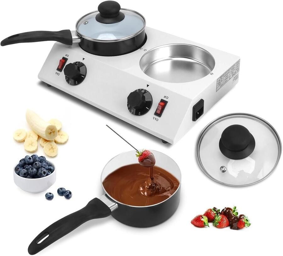 Efficiënte Chocolade Smeltmachine met 2 Tanks 80 W Temperatuurregeling voor Bakken en Koken Ideaal voor Chocolade Fondue en Dessertbereiding
