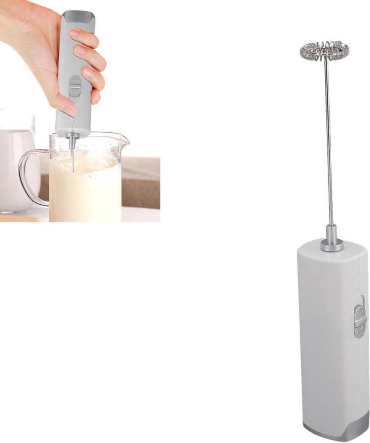 Efficiënte Elektrische Melkopschuimer Wand Stille Werking Draagbare Draadloze Handopschuimer voor Koffie Lattes en Warme Chocolademelk Melk wit