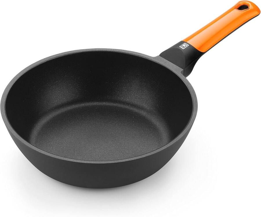 Efficiënte Oranje Koekenpan 20 cm Gegoten Aluminium met Antiaanbaklaag voor Alle Kookplaten