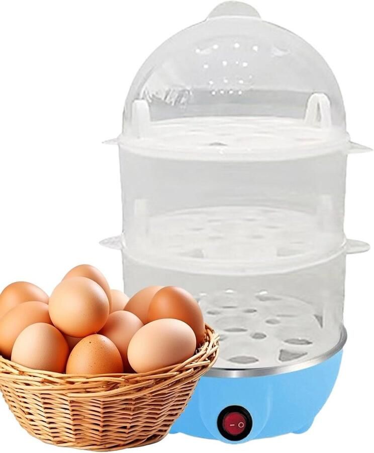 Egg Cooker for Hard Boiled Eggs Automatic 3 Tier Egg Cooker for Hard Boiled Eggs Kitchen Appliance with Lid of for Household Hospitality Hotel