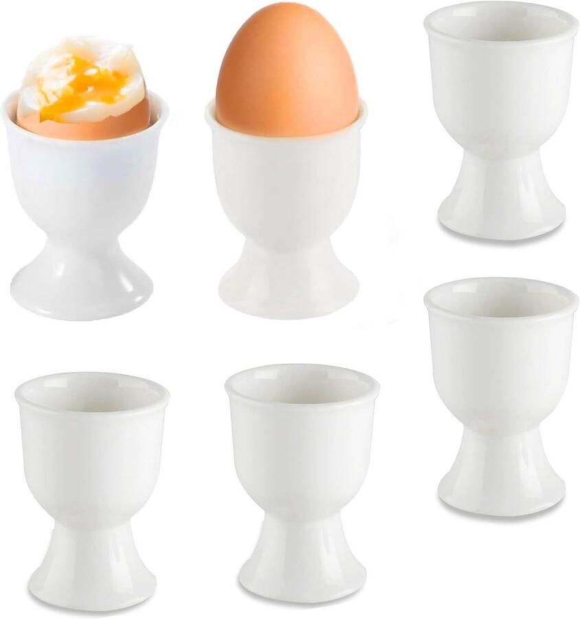 Egg Cups Set of 6 Porcelain Egg Cups 7 x 5 cm Egg Cups Porcelain Egg Stand Breakfast Egg Holder for Any Breakfast Table Hard and Soft Boiled Eggs White