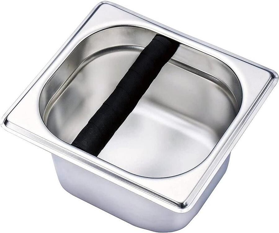 EGoods Koffie Knock Box van Roestvrij Staal 10cm voor Espresso Apparaat met Handvat ​ (Vierkant) Gemakkelijke Afvalverwijdering en Koffie Gronden Verwijderen