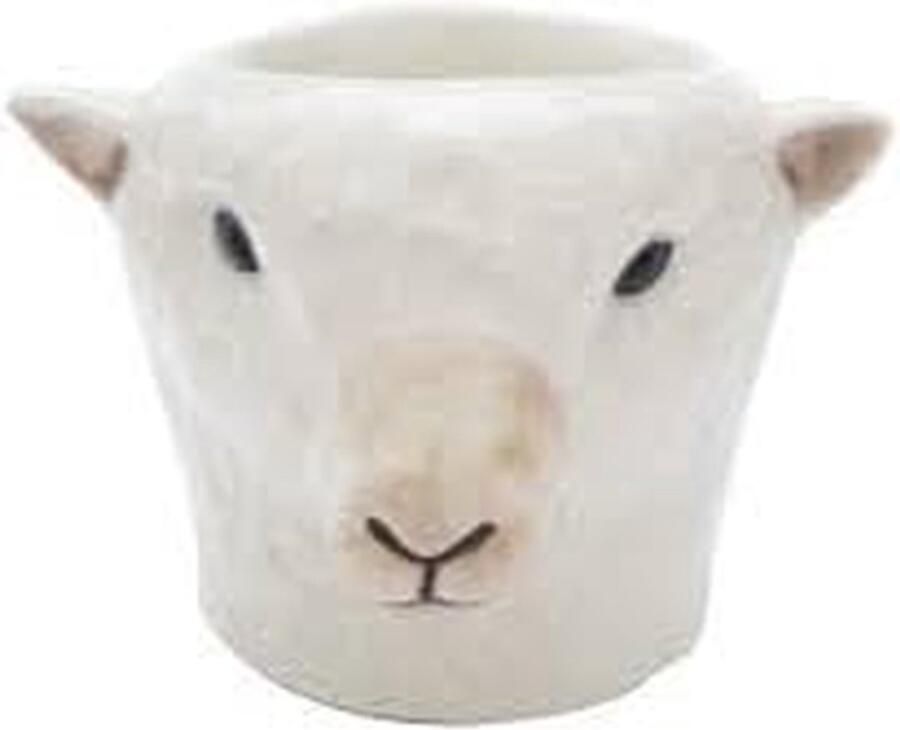 Ei Cup Schaap Eierdopje Ontbijt Serveren Handgeschilderd Detail 7cm Hoog Wit