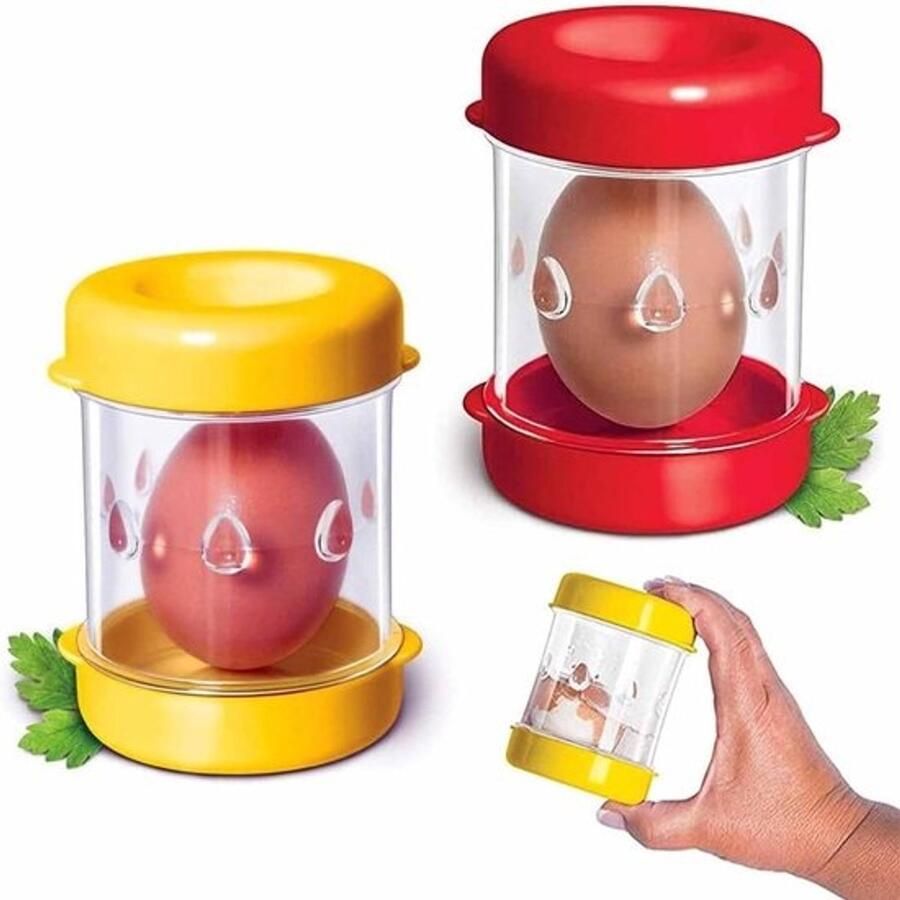 Ei Dunschiller Keuken Gadget Snel Eieren Pellen Handmatig Ontwerp 2 Stuks Rood Geel Wit Zwart