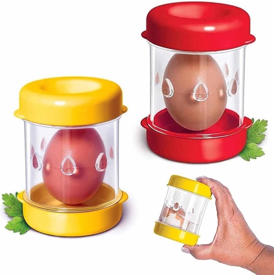 Ei Dunschiller Keuken Gadget Snel Eieren Pellen Handmatig Ontwerp 2 Stuks Rood Geel Wit Zwart